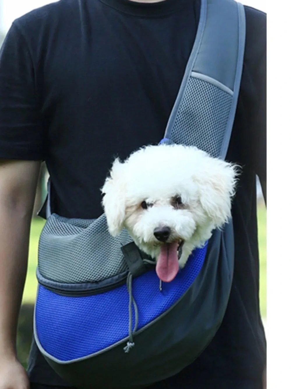 Gray & Blue Pet Sling Carrier - Comfortable Hands-Free Dog Travel Sling